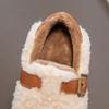 Zapatos de Algodón de Princesa 2025 Invierno Nuevo Estilo Zapatos Peludos para Niñas Zapatos para Niños Mocasines para Bebé con Doble Forro de Felpa de Algodón para Niñas