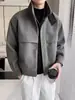 Jaqueta de Zíper de Gola Alta de Alta Qualidade para Homens, Estilo de Rua Solta Casual Versátil Tendência Marca Jaqueta Jaqueta de Lã para Homens