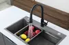 Torneira de Cozinha Branca Extraível com Sensor de Toque Quente e Frio Doméstica Giratória de Duas Funções Canal de Água Extraível para Pia