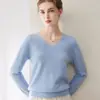 Suéter de cachemira para mujer, nueva colección otoño e invierno, prêt-à-porter premium, suéter de punto con cuello en V 100% cachemira pura, capa interior de moda