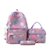 Mochila escolar nova feminina ensino fundamental e médio térmica mochila lancheira conjunto de três peças alta aparência fofa mochila estampada de desenho animado