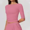 Top de yoga para mujer estilo europeo y americano, ajustado, de secado rápido, manga corta, con diseño de un solo hombro, adecuado para usar como capa exterior, para yoga, deportes y fitness