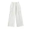 Pantalones cargo negros para mujer, verano 2026, pantalones de senderismo con cordón, de cintura alta, adelgazantes, para petite, holgados, pantalones de pierna recta estrecha