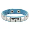 Pulseira Clássica Quadrada com Rebites de Venda Quente Transfronteiriça Personalidade Punk Couro PU Aço Inoxidável Fivela de Pressão Pulseira Pulseira