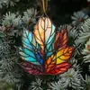 Pingente de folha impresso árvore de Natal transfronteiriça Natal plano acrílico 2D decoração Ornamento de Natal pendurado