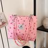 Bolsa Tote Pequena Fresca Estampada de Cereja Moda 2025 Nova Bolsa Feminina Grande Capacidade Estilosa Versátil Bolsa Feminina