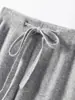 Pantalones de Lana 100% Pura de Pierna Ancha con Cintura Elástica y Cordón para Otoño e Invierno, Casual Holgado Versátil con Caída Rectos de Lana