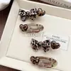 Pinza para el pelo de acetato con estampado de leopardo retro coreano, lazo, pinza lateral de corazón de alta gama, pinza de pico de pato, accesorios para el cabello al por mayor