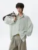 Camisa de Manga Larga para Hombre, Chaqueta Ligera de Lino Transpirable Color Azul Glaciar, Atuendo Dopamina de Seda Hielo para Proteger del Sol en Verano, Blanco