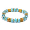 Acessórios novos transfronteiriços personalidade simples pulseira de cristal com contas para mulheres elástica multicolorida joias para estudantes joias atacado