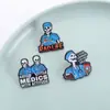 Broche Divertido de Calavera Médica Insignia Metálica Divertida para Doctor Enfermera Diseño de Nicho Pin de Decoración para Lugar de Trabajo Ropa