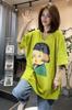 Camiseta de manga corta con estampado de dibujos animados "Little Beauty" para mujer, tallas extra grandes (1-150 kg). Ideal para el verano. Diseño moderno.