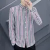 Camisa de Manga Larga a Rayas, Estilo Europeo y Americano, Promoción Principal de Primavera, Camisa Blanca para Hombres Jóvenes