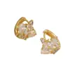 Pendientes de Zirconia con Forma de Corona para Mujer, Diseño Sencillo de Nicho, Pendientes de Moda y Lujosos Micro-Adornados para Mujer, Estilo Exótico Versátil