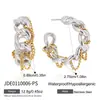Estilo Minimalista Ouro 18K Aço Inoxidável Cor-Block Brinco Argola C Leve Luxo High-End Outono e Inverno Brincos para Mulheres Transfronteiriço