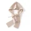 Bufanda de Punto de Cachemir de Color Sólido para Mujer con Gorro Integrado, Abrigo Cálido, Cortavientos, Protección contra el Frío, Gorro con Cordón