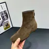 Botines Birkenstock de Gamuza Estilo Coreano con Punta Dividida para Mujer 2026 Otoño Nuevos Botas Adelgazantes de Punta Redonda y Tacón Bajo Botas Versátiles para Mujeres Bajitas