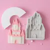 Molde de Silicona para Chocolate Fondant de Castillo 3D Princesa Pequeña Príncipe Niños Bricolaje Molino de Viento Casa Horneado Pastel