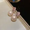 Pendientes de Tulipán con Goteo de Aceite Rosa Plateado y Circonita Pendientes Pequeños Frescos y Dulces Estilo Festivo Pendientes de Lujo Ligero para Mujer