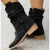En stock modelo de comercio exterior de otoño e invierno deseo tacón bajo 40-43 tacón bajo ante corte bajo botas de mujer