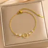Pulseira de Diamante Dupla Face D&G Novo Cd Nariz de Porco para Mulheres, Joia de Cd Simples Versátil Banhada a Ouro para Mulheres, Atacado de Fábrica
