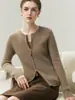 Cárdigan de Punto Cálido para Mujer 100% Cachemira Pura, Cuello Redondo, Delgado, Versátil, de Temperamento, Manga Larga