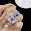 Europeu e Americano Retrô Nicho Azul Sri Lanka Flor Dupla Gema Zircônia Micro-incrustada Elegante Anel de Alto Nível Colar Brincos