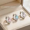 Pendientes de Alfiler Recto con Circonita Cúbica Brillante y de Colores para Mujer, Gama Alta, Únicos, Dulces y Geniales, Sencillos, Lujo Ligero, Modernos, Para el Día a Día