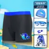 Bermudas de Natação Infantis para Meninos em Estoque, Tamanhos Pequeno, Médio e Grande, Alta Elasticidade, Bermudas de Natação Casuais Simples, Bermudas de Natação Estampadas para Meninos