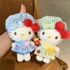 Nuevo Llavero de Peluche de Hello Kitty Auténtico y de Moda Azul-Verde Adorable Gorro Colgante para Bolso del Gato Kt