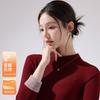Camiseta Básica Gruesa Forrada de Polar con Cuello Medio para Otoño e Invierno para Mujer, Corte Ajustado, Manga Larga Térmica