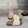 Nuevos Bordados 2026 Pantuflas de Piel Suela Gruesa Moda Letra Birkenstock Punta Abierta Tira Única Pantuflas para Mujer Pantuflas de Exterior