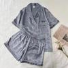 Pijama de Hielo de Seda Otoñal Nuevo Transfronterizo para Mujer, Pantalones de Manga Larga, Ropa de Casa Suelta Fina de Celebridad de Internet, Trajes de Seda que se Pueden Usar Afuera