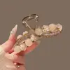 Presilha de Cabelo de Acrílico de Alta Qualidade Estilo Coreano em Formato de Cachorro para Mulheres, Grampo de Cabelo Exquisito com Pedras Strass e Contas, Presilha para Coque na Parte de Trás da Cabeça, Presilha Jacaré