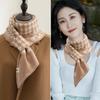 Cachecol de tricô xadrez pied-de-poule para mulheres inverno 2023 novo versátil estilo coreano decorativo elegante cachecol preguiçoso cachecol dupla face