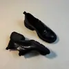 Versão em Couro~Mocassins de Solado Grosso com Fechos de Velcro, Sapatos de Couro Slip-On, Versáteis para o Dia a Dia, Sapatos de Salto Grosso Únicos em Couro Genuíno para Mulheres