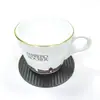 Venta Caliente Transfronteriza Posavasos de Cuero con Grano de Fibra de Carbono Posavasos Redondo para Té Aislante al Calor Impermeable Posavasos 10cm/8cm