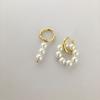 Pendientes de Aro Asimétricos de Cristal Perla Estilo Mismo de Zhou Ytong Diseño de Nicho Europeo y Americano Moda Tendencia Círculo