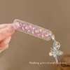 Presilha de Cabelo Borboleta com Franja Totalmente Cravejada de Strass Rosa Choque para Mulheres Estilo Retro Novo Chinês Clipe BB Clipe Lateral Estilo Étnico