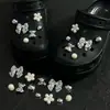 Tamancos de franja de pérola estilo balé, acessórios DIY, laço, flor tridimensional, corrente, acessórios de sapato removíveis