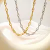 Conjunto de Colar e Pulseira em Aço Titânio Banhado a Ouro Estilo Europeu e Americano, Corrente de Clavícula Simples e Versátil, Acessórios de Moda Unissex