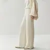 Novas Calças de Caxemira Outono e Inverno para Mulheres, Calças Casuais de Malha Quente, Calças de Cintura Alta Wide Leg, Calças Retas Soltas