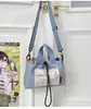 Bolsa de Ombro Casual Pequena com Cordão, Bolsa de Mão Versátil Leve em Tecido Oxford, Bolsa Transversal de Ombro Único, Bolsa Tote Pequena