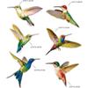 Paquete de 6 Pegatinas Anticolisión para Ventanas de Colibrí de Tamaño Grande Más Vendidas Transfronterizas, Pegatinas para Ventanas de Película Electroestática de Vidrio de Colibrí
