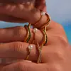 Miduoduo Joyería Europea y Americana Nuevo Acero Inoxidable Doble Capa Perla Pedrería Apertura Anillo Ajustable para Mujeres Chapado en Oro de 18K