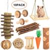 Juguete combinado para hámster conejo de hámster pastel de hierba cadena zanahoria madera suministros molares conjunto combinado de 10 piezas