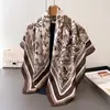 Lenço Quadrado Grande Estilo Francês Inspirado na Selva em Seda Falsa com Estampa, Xale para o Dia a Dia, Lenço de Pescoço, Lenço Feminino com Padrão Espinha de Peixe, Lenço de Cabeça