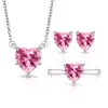 Cross Venta caliente popular joyería de moda forma de corazón circonita gemas de colores estilo coreano corazón cristal pendientes de botón collar anillo al por mayor