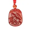 Ágata Roja Natural Doce Signos del Zodiaco Buey, Tigre, Conejo, Dragón, Serpiente, Caballo, Oveja, Mono, Gallo, Perro, Cerdo Colgante de Jade Collar Colgante para Hombres y Mujeres