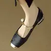 Zapatos Mary Jane de Estilo Nacional Nuevo Estilo Chino Primavera/Verano 2025 Nuevos Retro Versátiles Franceses Planos de Boca Baja Zapatos Ligeros de Dopamina